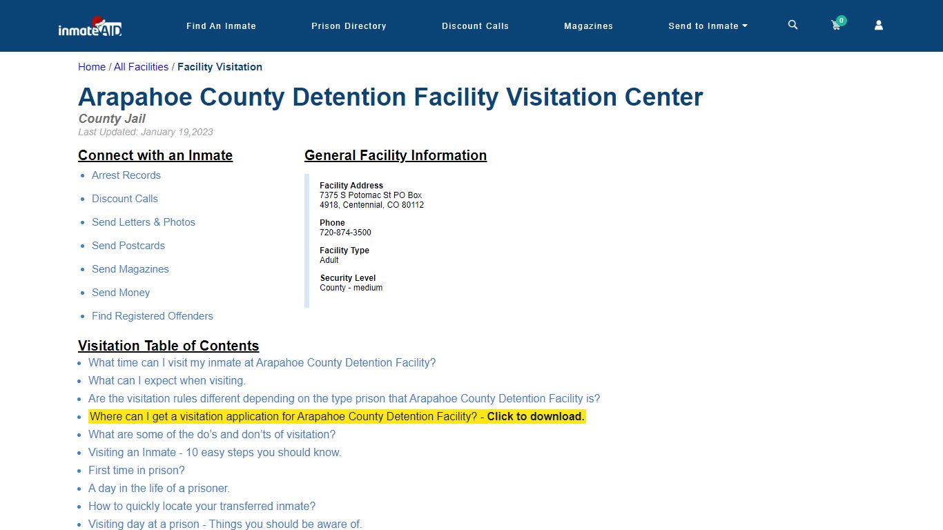 Arapahoe County Detention Facility | Visitation, dress code & visiting ...