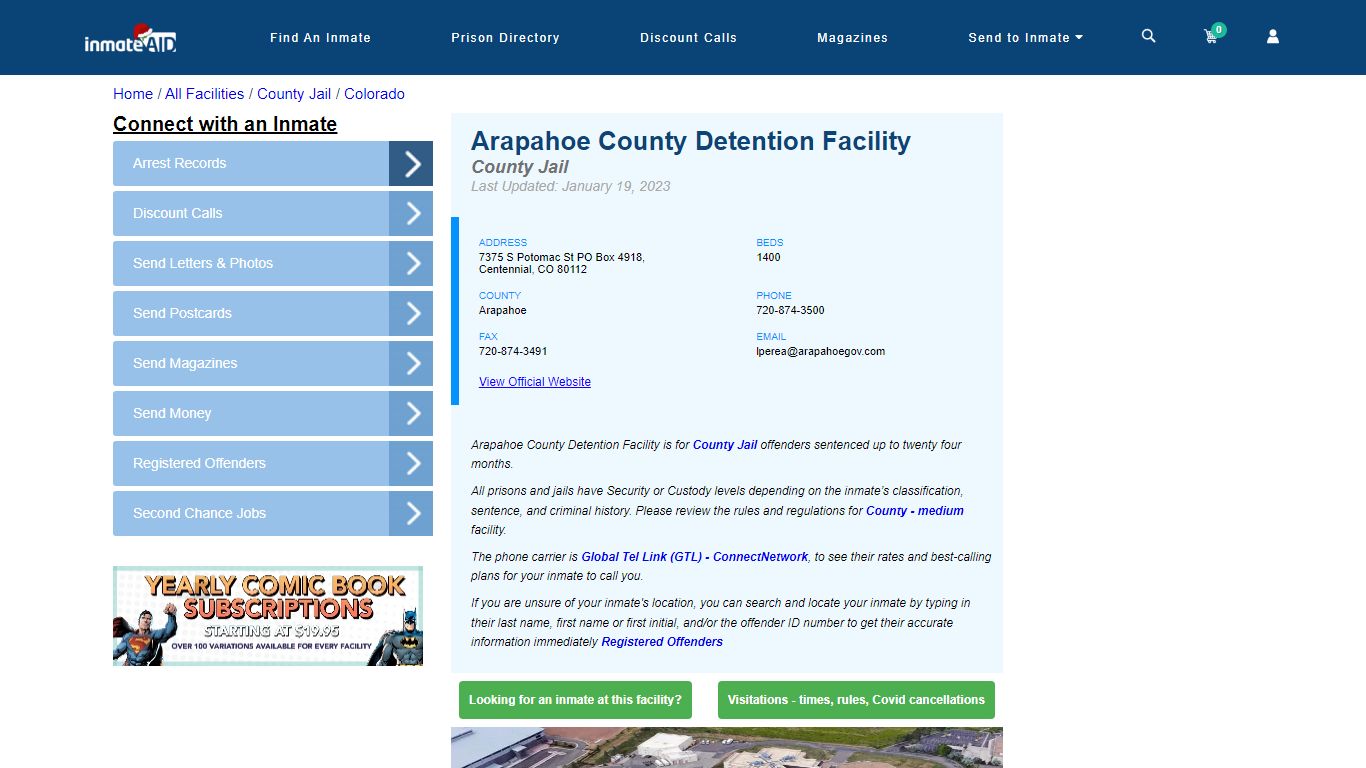 Arapahoe County Detention Facility - Inmate Locator - Centennial, CO